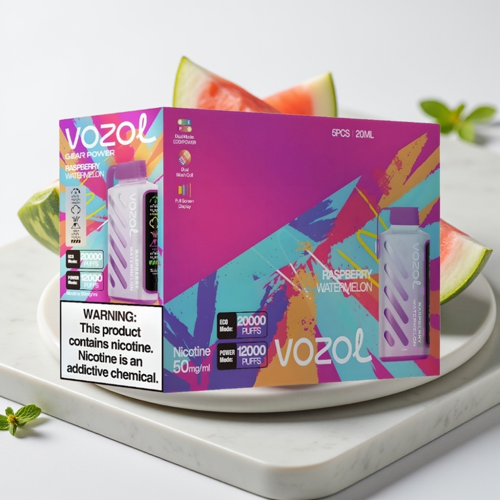 VOZOL Gear Power 20000 Puffs Disposable Vape Framboesa Melancia - 20mL, 5%, Dual Mesh Coil