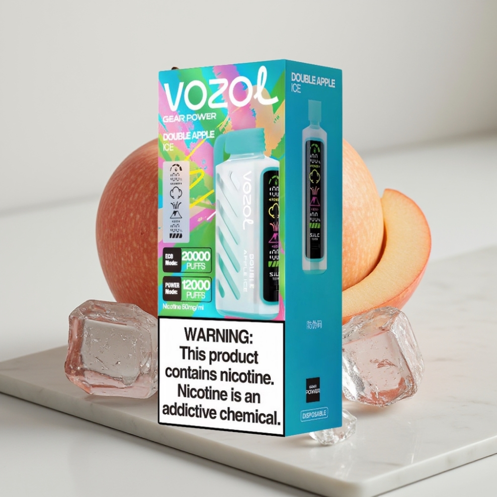 VOZOL Gear Power 20000 Puffs - Maçã Dupla Ice, 20mL, 5%, Tela Cheia, Dual Mesh Coil