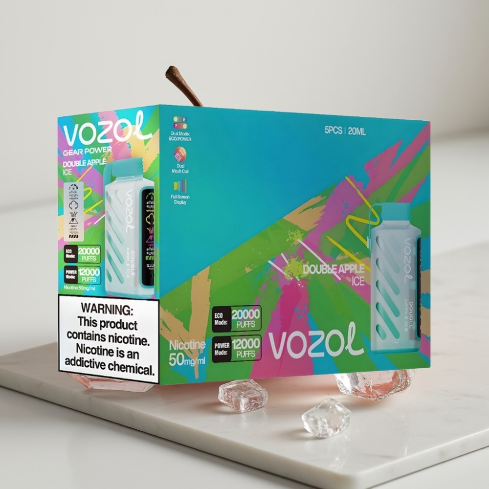 VOZOL Gear Power 20000 Puffs - Maçã Dupla Ice, 20mL, 5%, Tela Cheia, Dual Mesh Coil