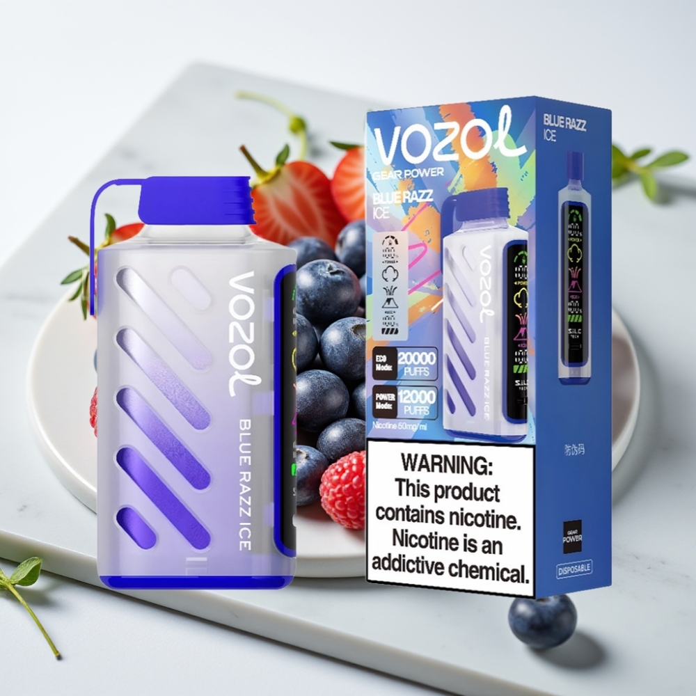 VOZOL Gear Power 20000 Puffs - Mirtilo Gelo, 20mL, 5%, Tela Cheia, Dual Mesh