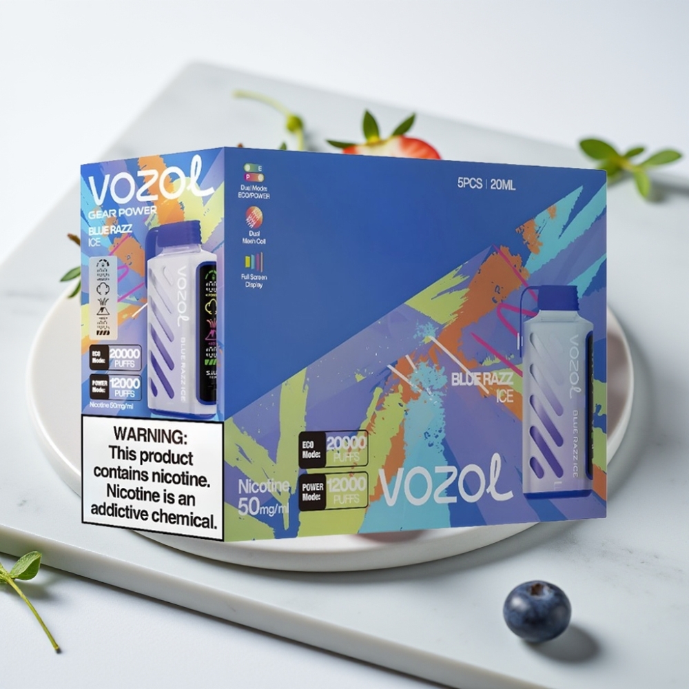 VOZOL Gear Power 20000 Puffs - Mirtilo Gelo, 20mL, 5%, Tela Cheia, Dual Mesh