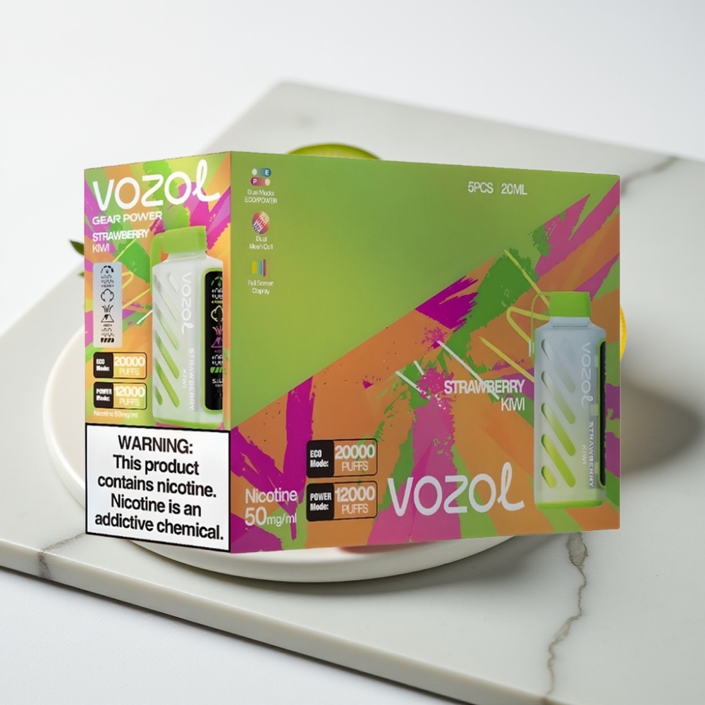 VOZOL Gear Power 20000 Puffs Morango Kiwi - 20mL, 5%, Tela Cheia, Dual Mesh