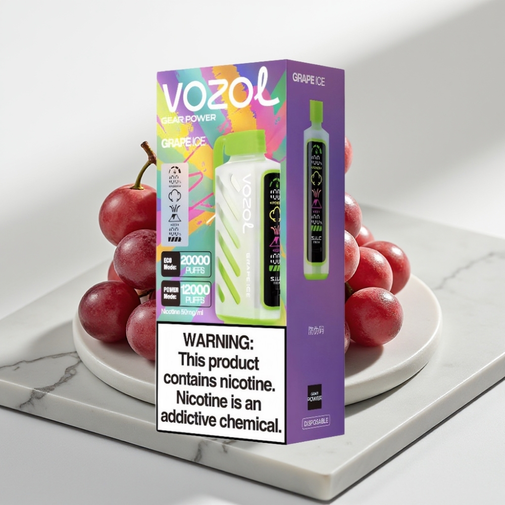 VOZOL Gear Power 20000 Puffs Uva Gelado, 20mL, 5%, Tela Cheia