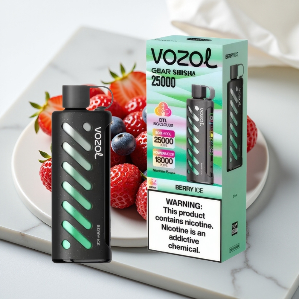 VOZOL Gear Shisha 25000 Puffs - 5mg/ml, 1000mAh, S.i.L.C Tech, Berry Ice