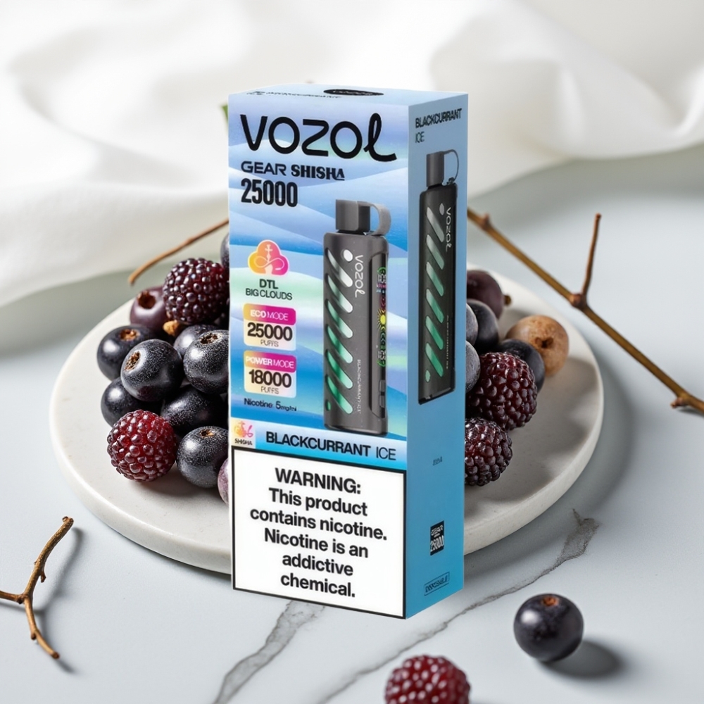 VOZOL Gear Shisha 25000 Puffs Blackcurrant Ice, 5mg/ml, 1000mAh, Dual Mesh