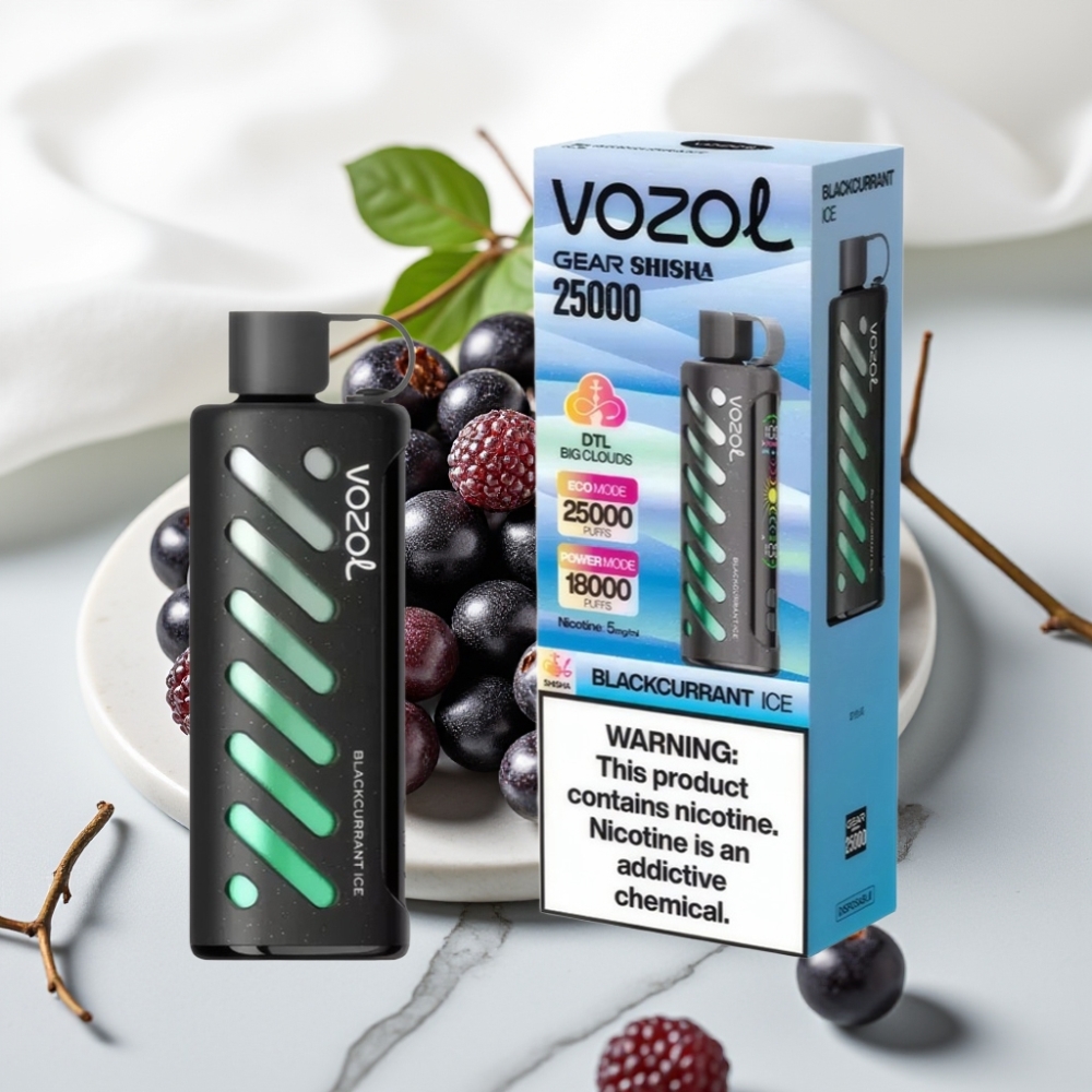 VOZOL Gear Shisha 25000 Puffs Blackcurrant Ice, 5mg/ml, 1000mAh, Dual Mesh