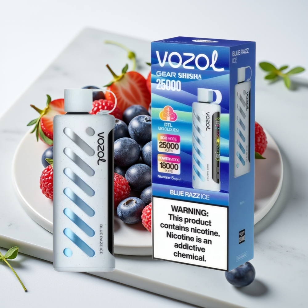 VOZOL Gear Shisha 25000 Puffs Blue Razz Ice - 5mg/ml, 1000mAh, Dual Mesh