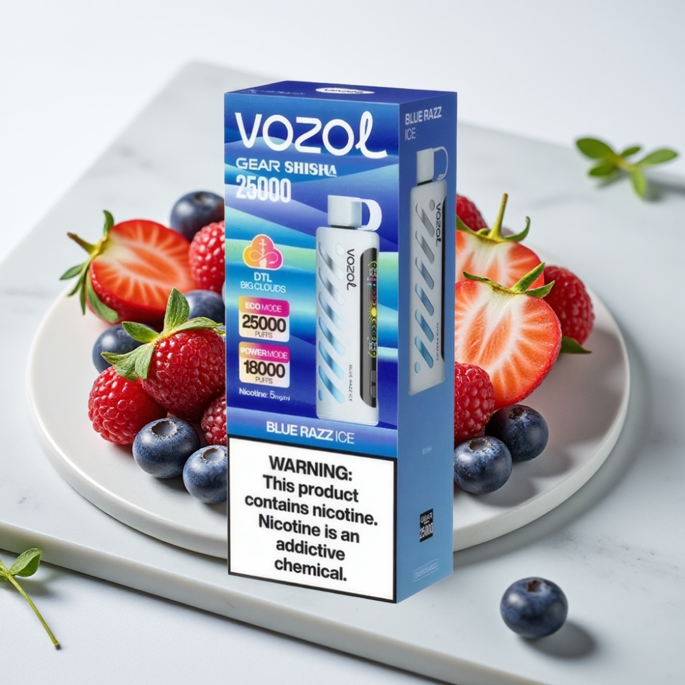 VOZOL Gear Shisha 25000 Puffs Blue Razz Ice - 5mg/ml, 1000mAh, Dual Mesh