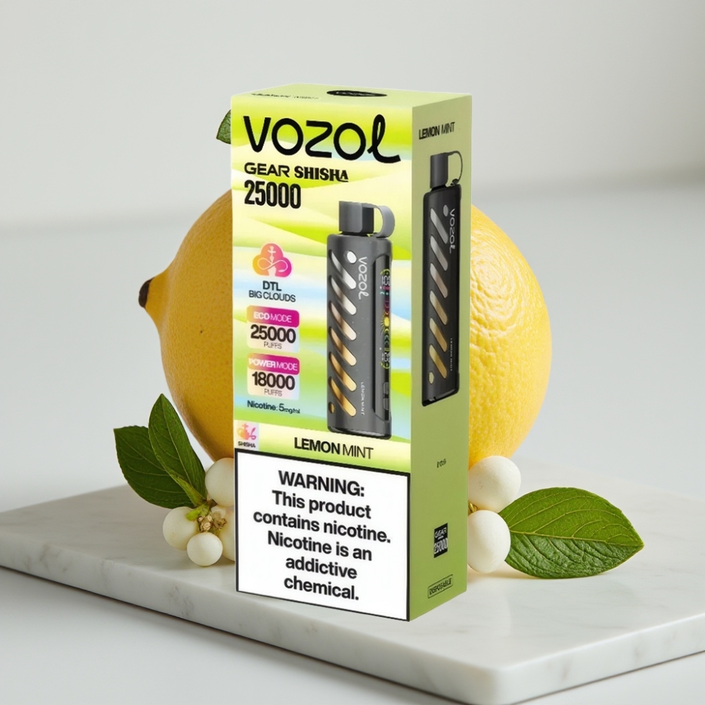 VOZOL Gear Shisha 25000 Puffs - Limão Hortelã, 5mg/ml, 1000mAh