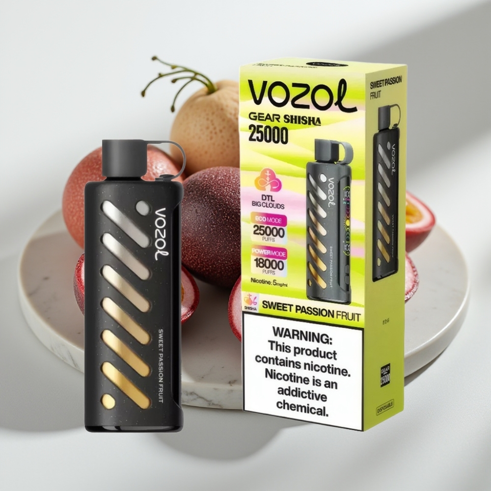 VOZOL Gear Shisha 25000 Puffs Sabor Maracujá Doce, 5mg/ml, 1000mAh