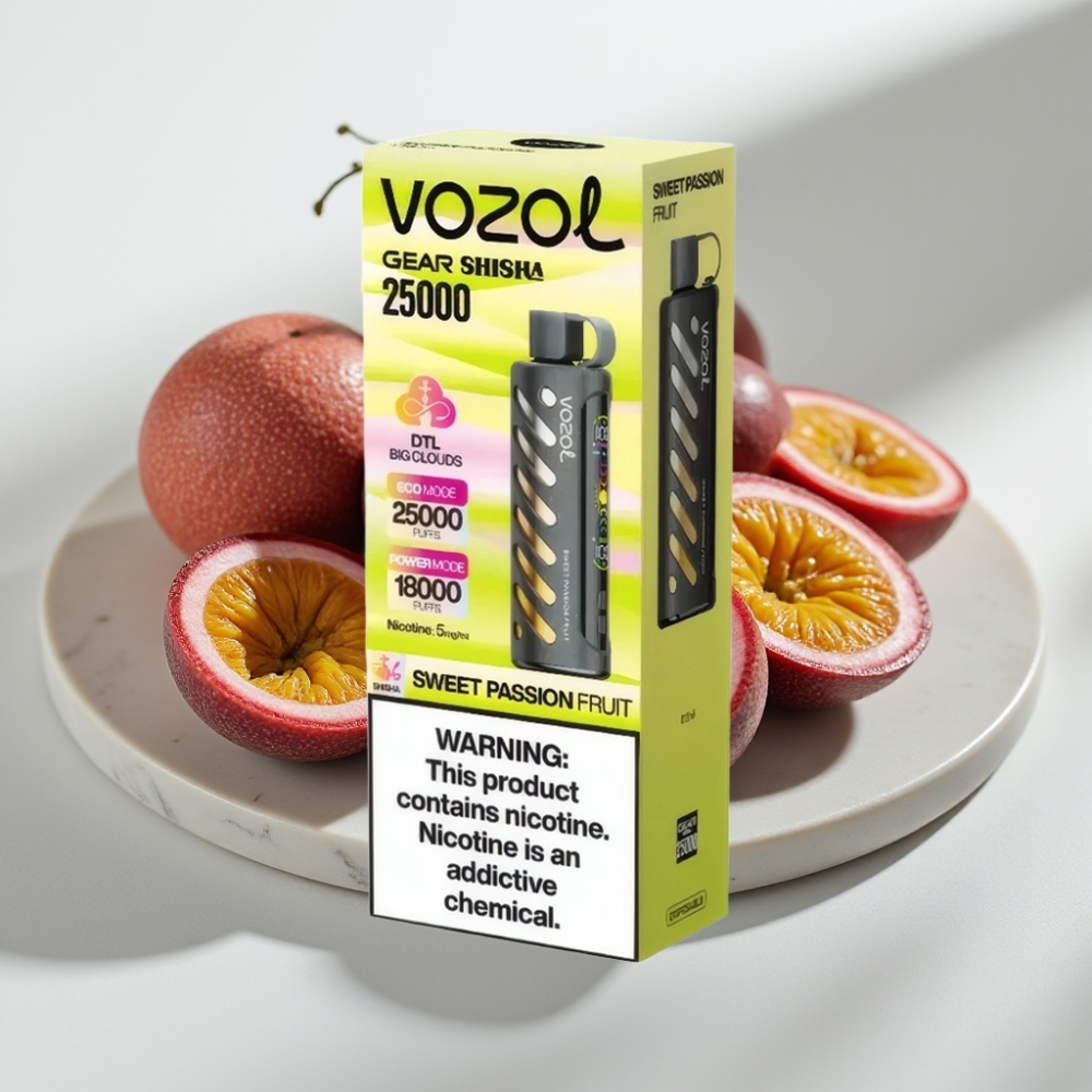 VOZOL Gear Shisha 25000 Puffs Sabor Maracujá Doce, 5mg/ml, 1000mAh