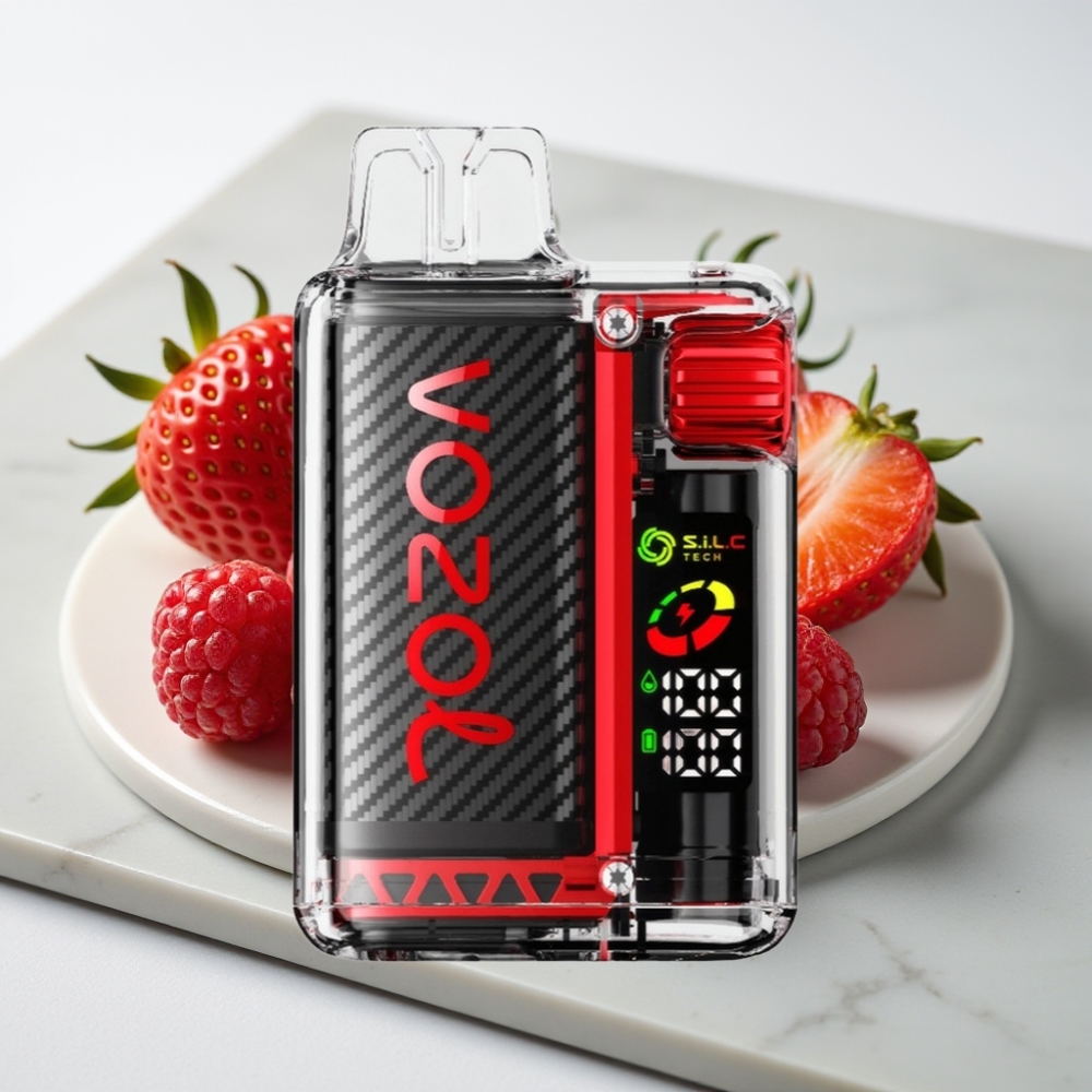 VOZOL Vista 20000 Puffs Recarregável - 650mAh, 2%, Morango Framboesa Cereja