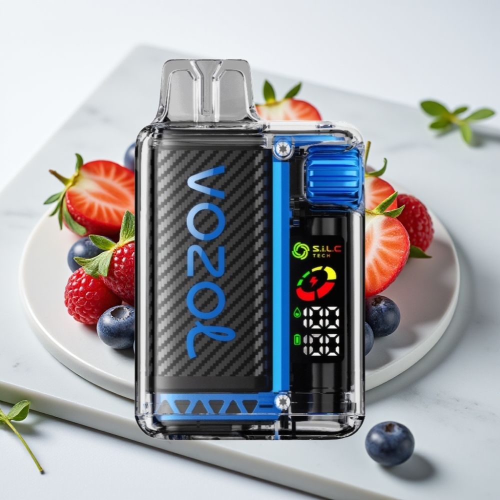 VOZOL Vista 20000 Puffs Recarregável - 650mAh, 2%, Tela OLED, MTL, Blue Razz Ice