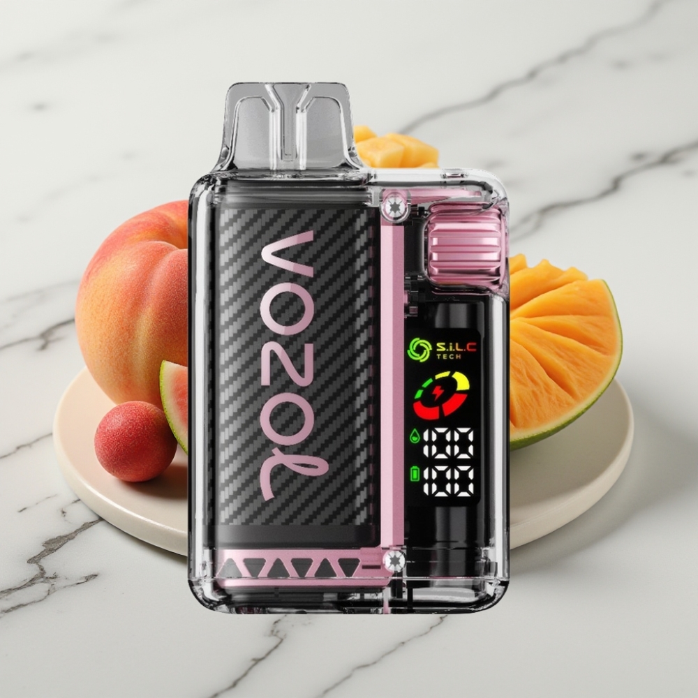 VOZOL Vista 20000 Puffs Recarregável - Pêssego Manga Melancia, 650mAh, 2% Nicotina, Tela OLED