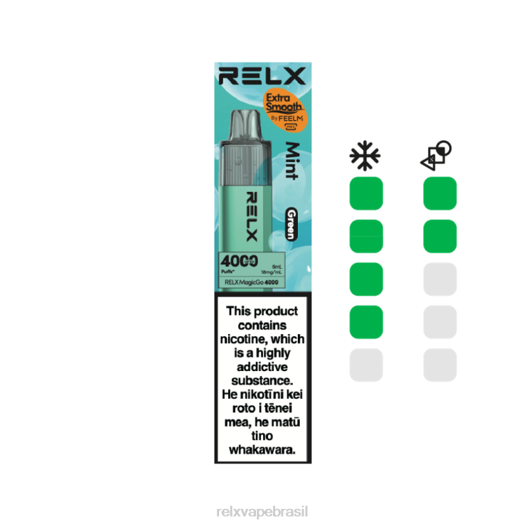 RELX MagicGo 4000 vapores descartáveis hortelã (verde) NR2N44 - Relx Vape Flavors