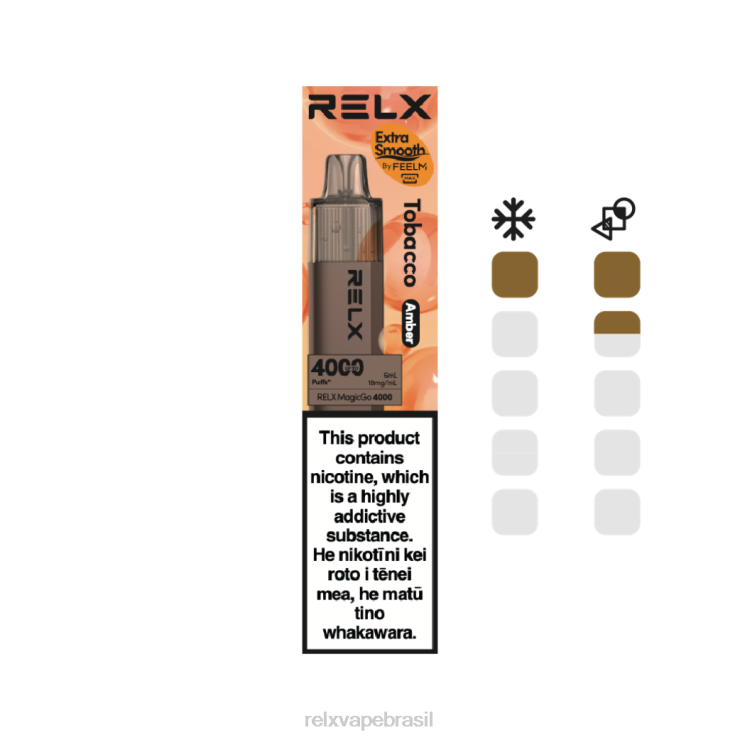 RELX MagicGo 4000 vapores descartáveis tabaco (âmbar) NR2N45 - Relx Sabores