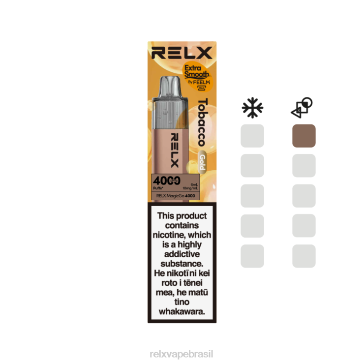RELX MagicGo 4000 vapores descartáveis tabaco (ouro) NR2N42 - Relx Brasil
